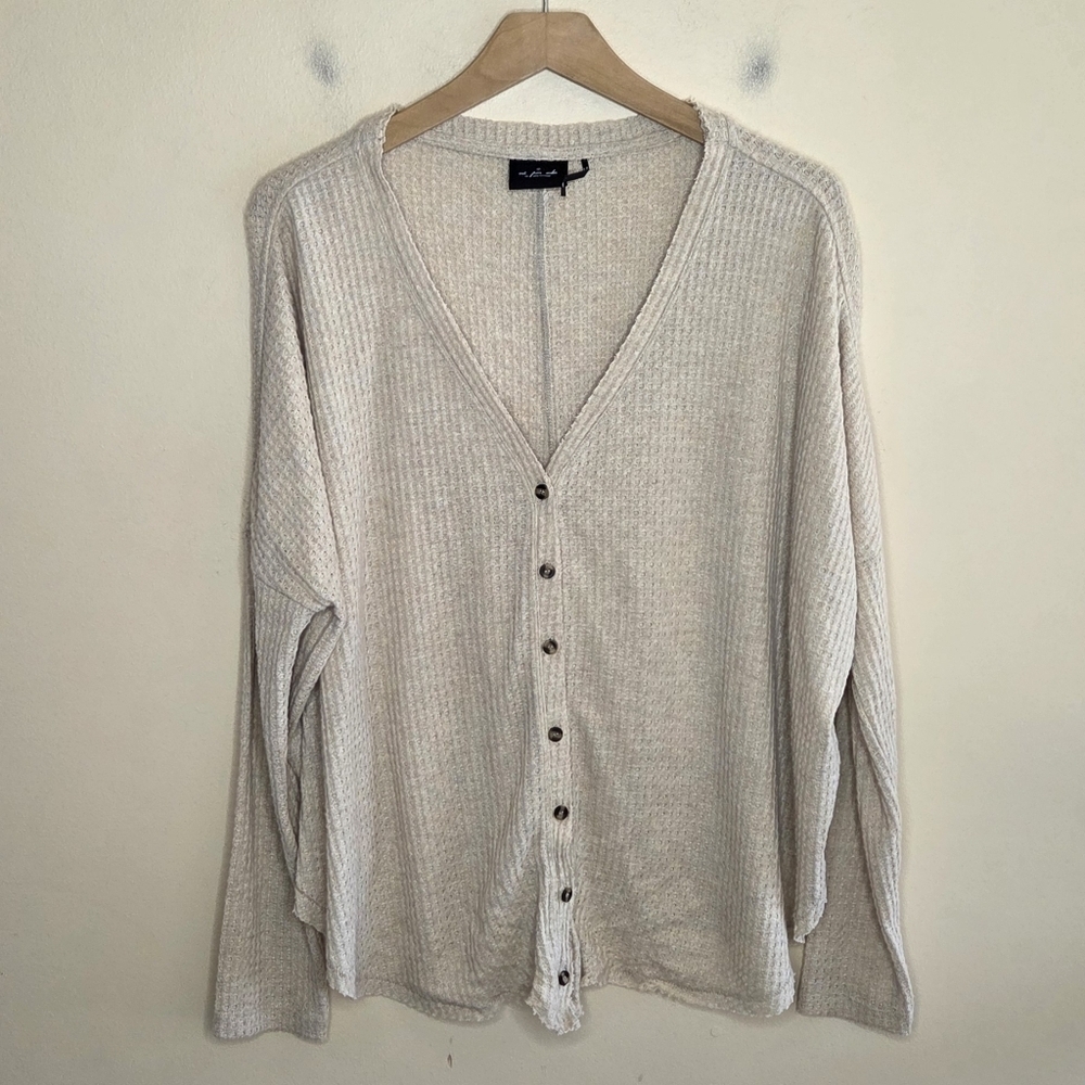 Urban Outfitters Out From Under | Beige Waffle Knit Button Up Top Size Small